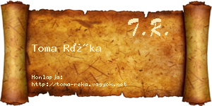 Toma Réka névjegykártya